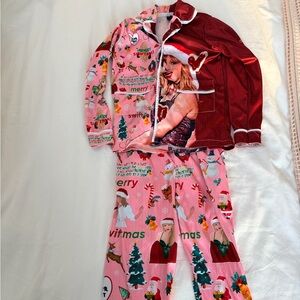 Taylor Swift Festive Red and Pink Kids Pajamas